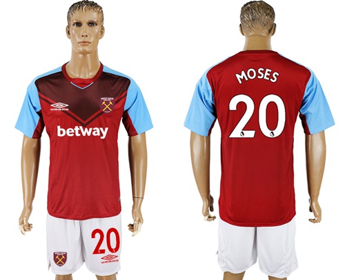 West Ham United #20 Moses Home Soccer Club Jersey - Click Image to Close